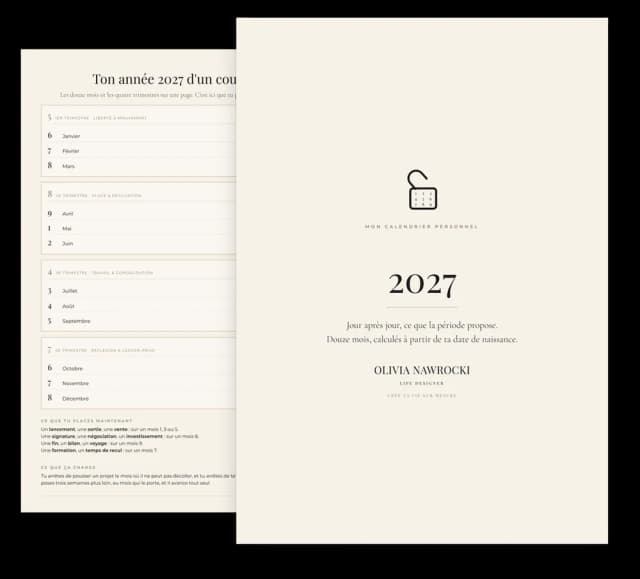 Mon calendrier personnel 2027
